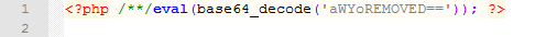 Injected obfuscated PHP script