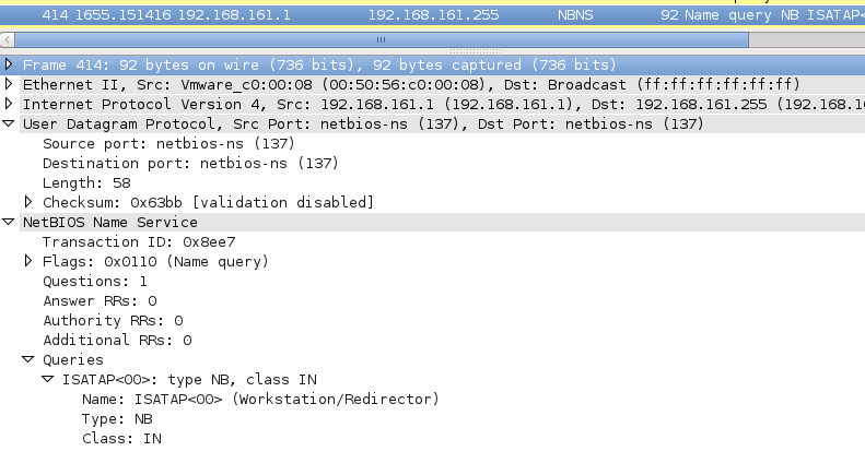 NetBIOS Name Query packet